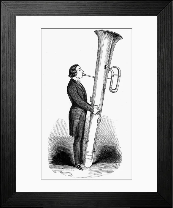 Framed Print : Giant ophicleide played, 1843 Framed Print : Giant ophicleide played, 1843