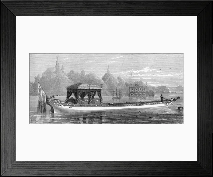 Framed Print : Queen Victorias new barge for Virginia Water, 1877