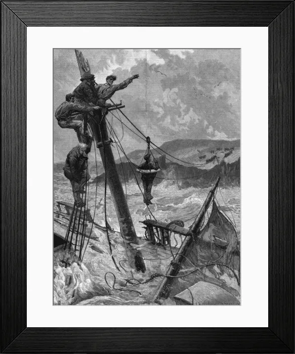 Framed Print : The volunteer life brigade at work : life saving at sea