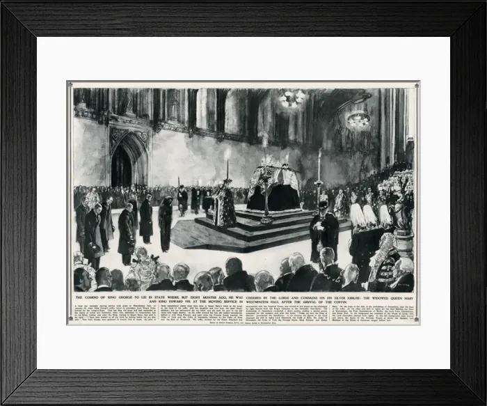 Framed Print : King George Lying-in-state at Westminster Hall Framed Print : King George Lying-in-state at Westminster Hall
