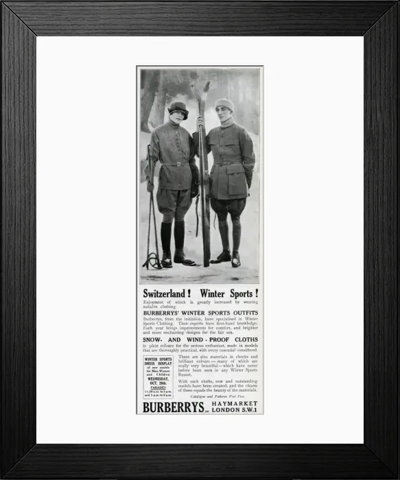 Framed Print : Skiing outfits by Burberry 1922 Framed Print : Skiing outfits by Burberry 1922