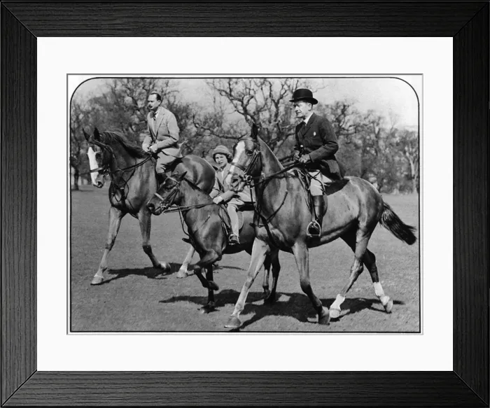 Framed Print : Princess Elizabeth riding with Duke of Gloucester & Mr Owen Framed Print : Princess Elizabeth riding with Duke of Gloucester & Mr Owen