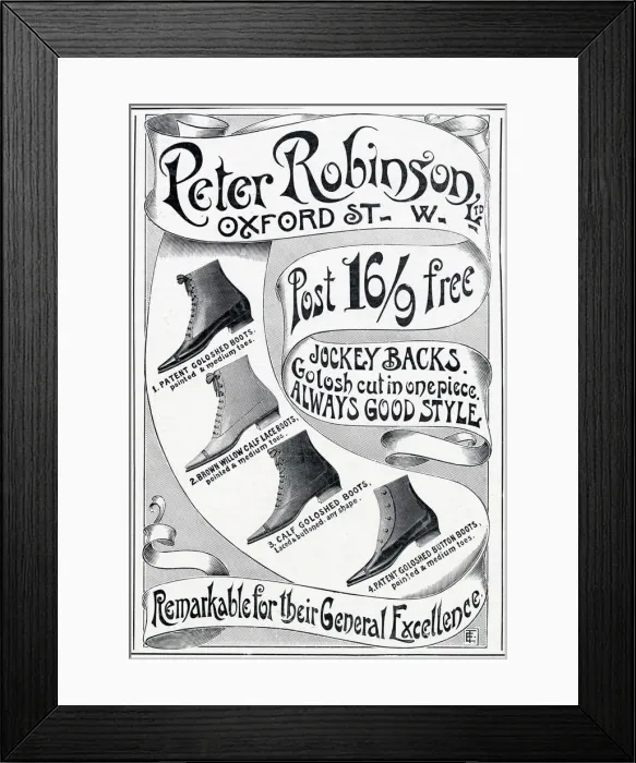 Framed Print : A selection of Victorian laced or buttoned pointed boots. 1901 Framed Print : A selection of Victorian laced or buttoned pointed boots. 1901
