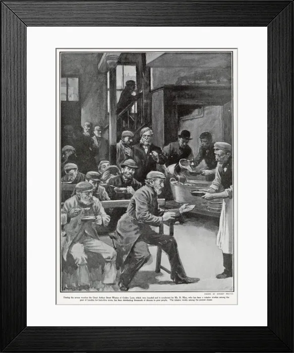 Framed Print : During the severe winter weather the Great Arthur Street Mission of Golden Lane were Framed Print : During the severe winter weather the Great Arthur Street Mission of Golden Lane were