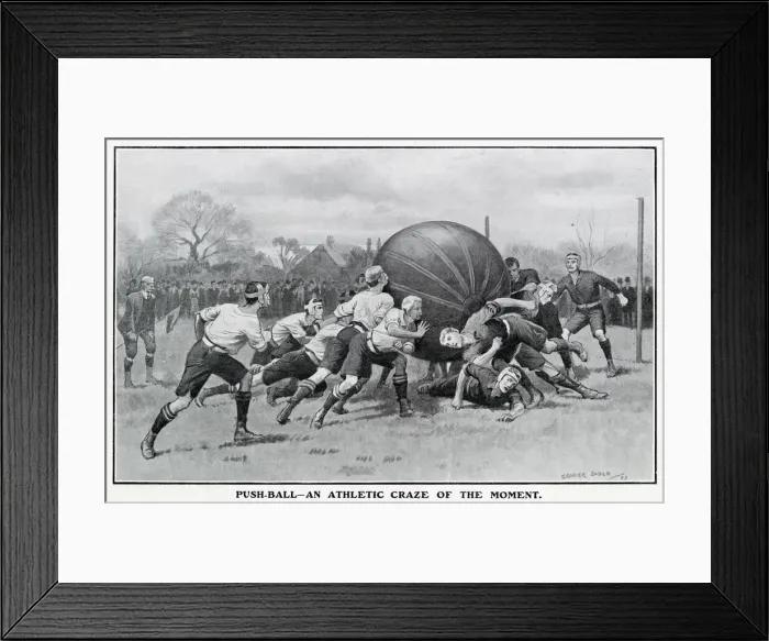 Framed Print : Two teams with eight players pushing a enormous 6 ft ball made from nine hides of horses Framed Print : Two teams with eight players pushing a enormous 6 ft ball made from nine hides of horses