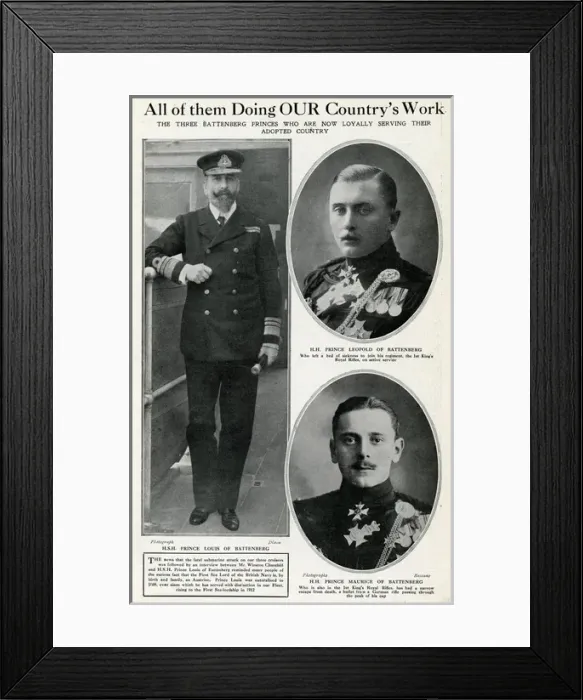 Framed Print : Three Battenberg princes serving Britain, WW1