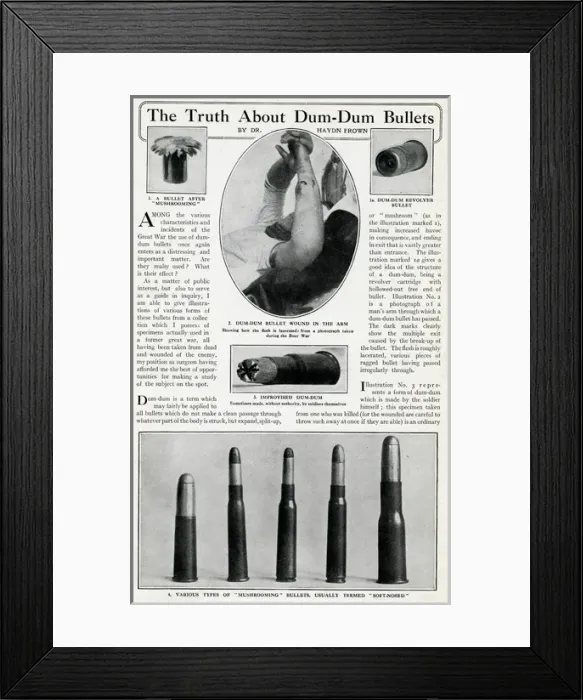 Framed Print : Dum-dum bullets used during WW1