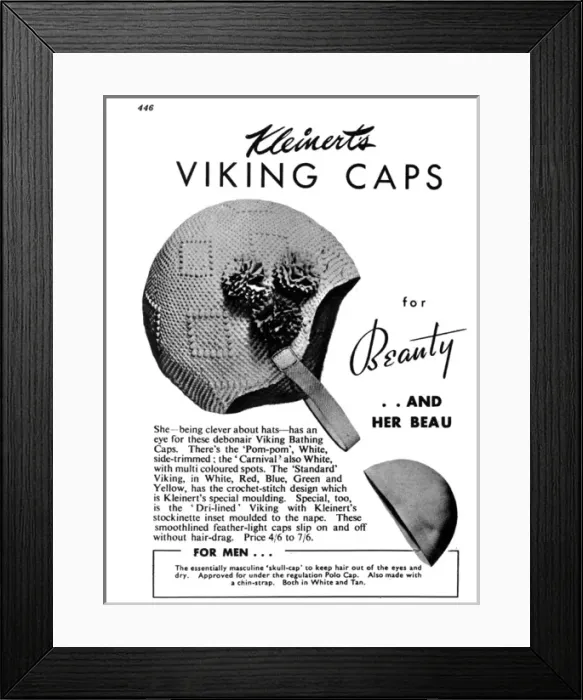 Framed Print : Kleinerts viking caps advertisement Framed Print : Kleinerts viking caps advertisement