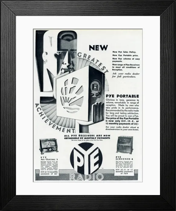 Framed Print : Advert for Pye Portable Radio 1930 Framed Print : Advert for Pye Portable Radio 1930