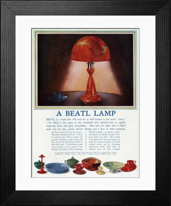 Framed Print : Advert for Beatl table lamps 1930 Framed Print : Advert for Beatl table lamps 1930
