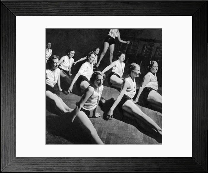 Framed Print : The Womens League of Health & Beauty exercise classes, 1938 Framed Print : The Womens League of Health & Beauty exercise classes, 1938