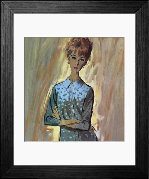 Framed Print : Ballantyne golfer sweater - sixties woman Framed Print : Ballantyne golfer sweater - sixties woman