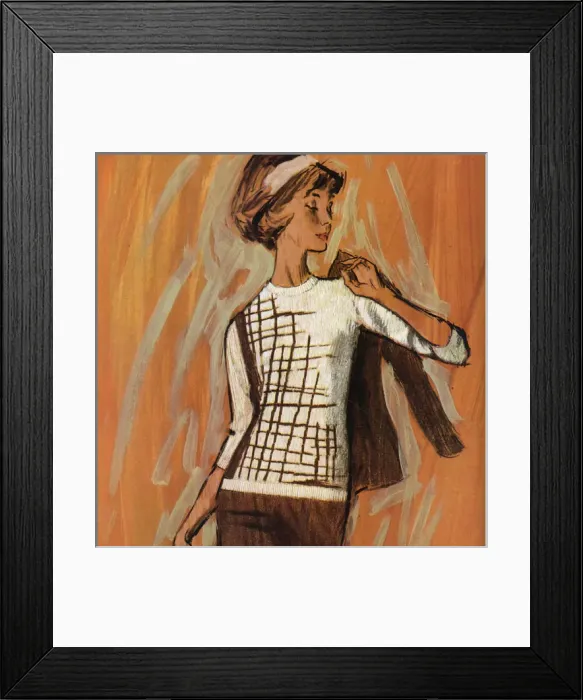 Framed Print : Ballantyne three-piece knitted suit - sixties woman