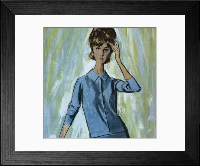 Framed Print : Ballantyne golfer sweater - sixties woman Framed Print : Ballantyne golfer sweater - sixties woman