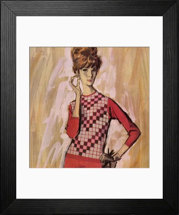 Framed Print : Ballantyne pullover and skirt, - sixties woman Framed Print : Ballantyne pullover and skirt, - sixties woman