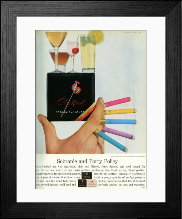 Framed Print : Sobranie cigarettes advertisement, 1963 Framed Print : Sobranie cigarettes advertisement, 1963