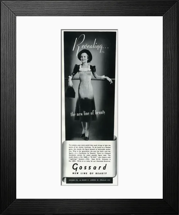 Framed Print : Advert for Gossard underwear 1937 Framed Print : Advert for Gossard underwear 1937