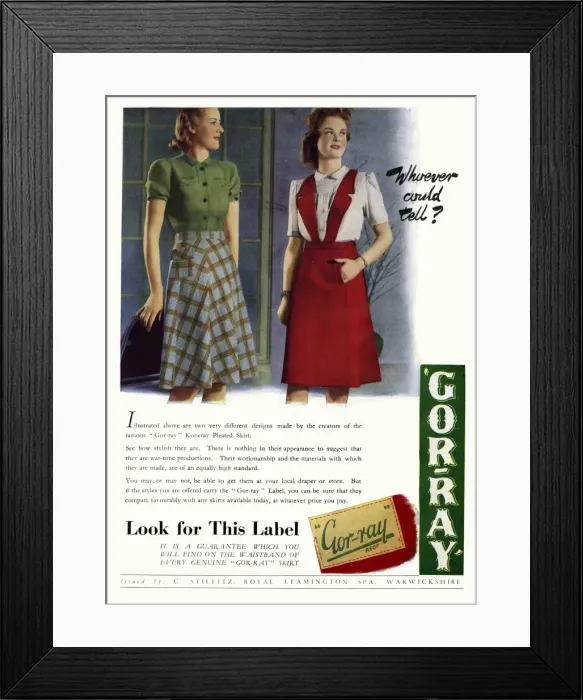 Framed Print : Advert for Gor-ray Koneray 1942