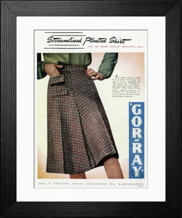 Framed Print : Advert for Gor-ray Koneray pleated 1942
