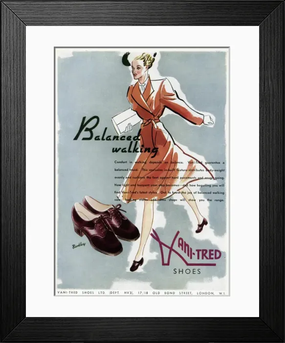 Framed Print : Advert for Vani-tred shoes 1942 Framed Print : Advert for Vani-tred shoes 1942