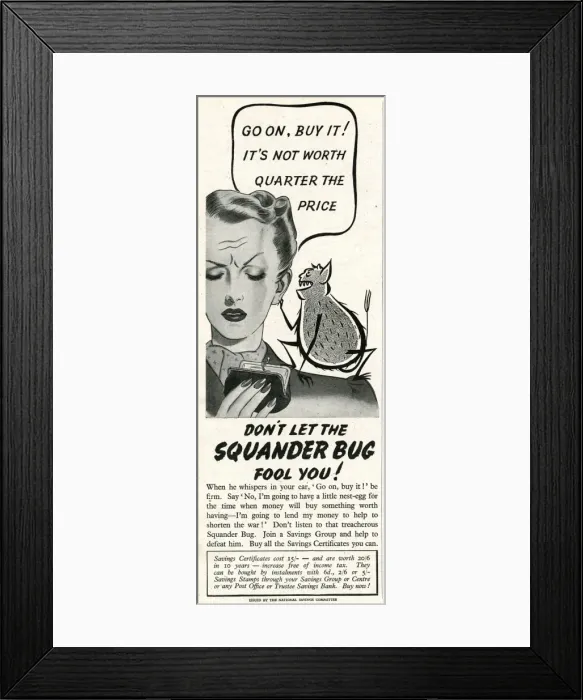 Framed Print : Advert from the National Savings Committee 1943 Framed Print : Advert from the National Savings Committee 1943