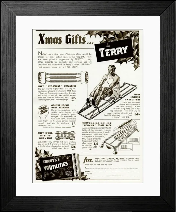 Framed Print : Advert for Terrys exerciser for men 1939 Framed Print : Advert for Terrys exerciser for men 1939