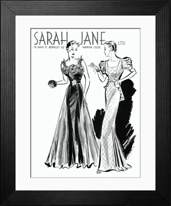 Framed Print : Two evening gowns by Sarah Jane 1936 Framed Print : Two evening gowns by Sarah Jane 1936
