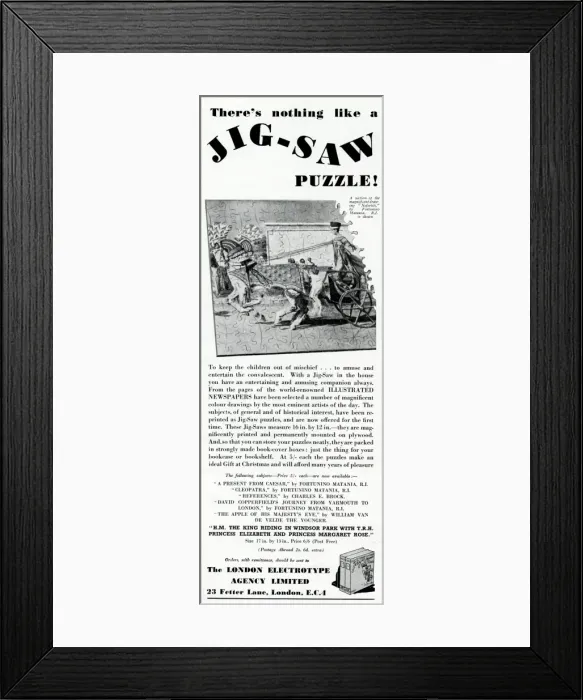 Framed Print : Advert for Jigsaw puzzles, 1939