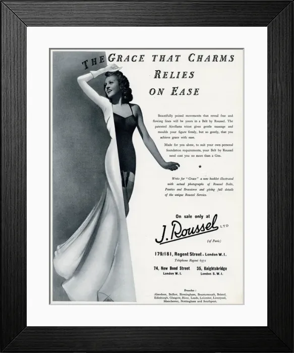 Framed Print : Advert for J. Roussel lingerie 1939 Framed Print : Advert for J. Roussel lingerie 1939