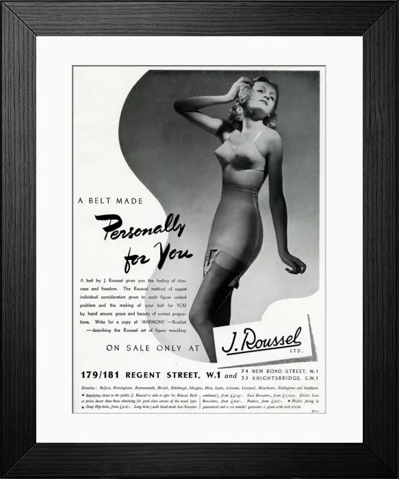 Framed Print : Advert for J. Roussel lingerie 1939 Framed Print : Advert for J. Roussel lingerie 1939