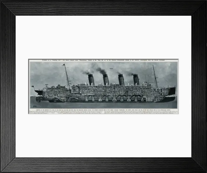 Framed Print : Cross-section of the Liner Mauretania by G. H. Davis Framed Print : Cross-section of the Liner Mauretania by G. H. Davis