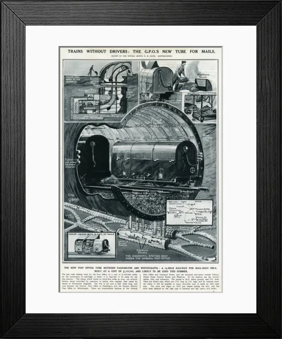 Framed Print : New Tube Railway for Mail by G H Davis Framed Print : New Tube Railway for Mail by G H Davis