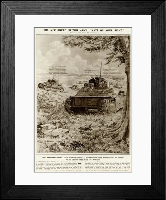 Framed Print : Tank manoeuvres controlled by radio-telephony by G. H. Davis Framed Print : Tank manoeuvres controlled by radio-telephony by G. H. Davis