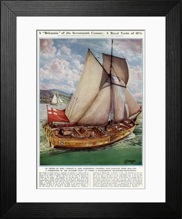 Framed Print : A Royal Yacht of 1674 by G. H. Davis
