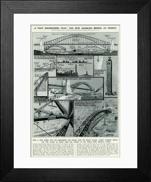 Framed Print : Building of Sydney Harbour Bridge by G. H. Davis Framed Print : Building of Sydney Harbour Bridge by G. H. Davis