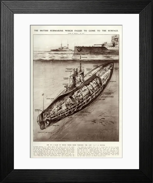 Framed Print : British submarine A7 which failed to come to the surface Framed Print : British submarine A7 which failed to come to the surface