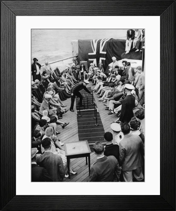 Framed Print : Greyhound racing on board the Berengaria