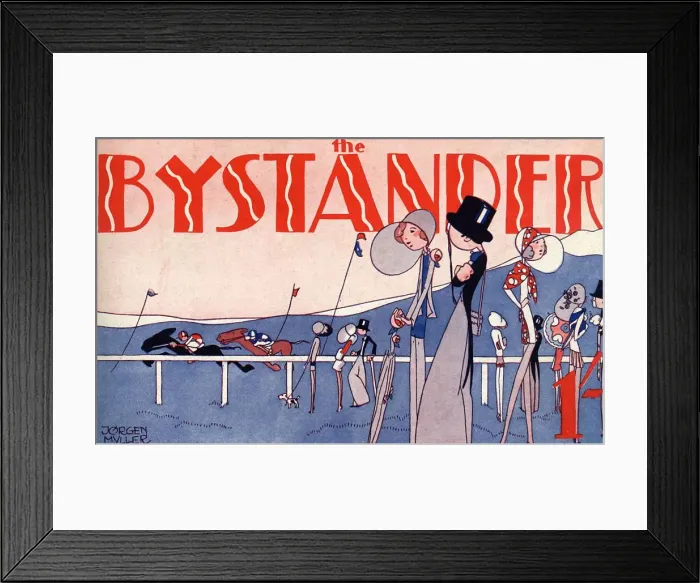 Framed Print : Bystander masthead design, society at the races Framed Print : Bystander masthead design, society at the races