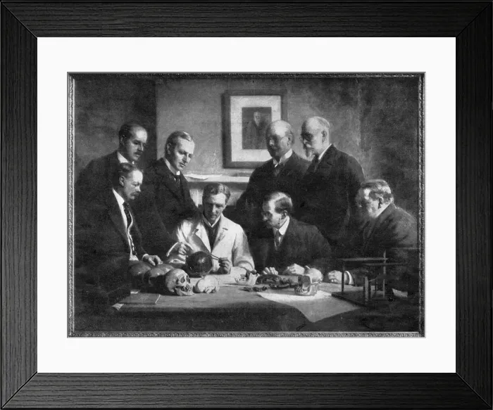 Framed Print : A discussion on the Piltdown skull by John Cooke Framed Print : A discussion on the Piltdown skull by John Cooke