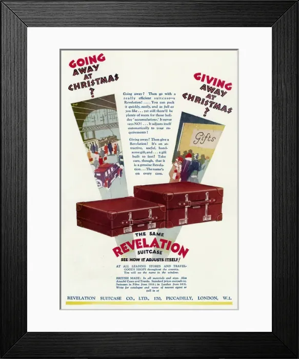 Framed Print : Advert fo Revelation suitcases 1938 Framed Print : Advert fo Revelation suitcases 1938