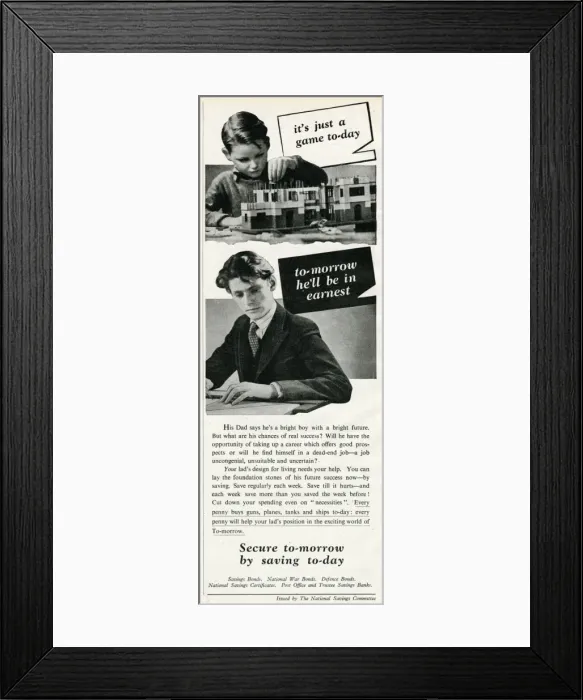 Framed Print : Advert from the National Saving Committee 1942 Framed Print : Advert from the National Saving Committee 1942
