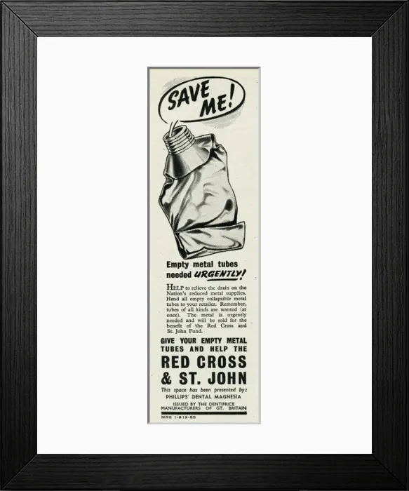 Framed Print : Empty metal tubes needed urgently 1942 Framed Print : Empty metal tubes needed urgently 1942