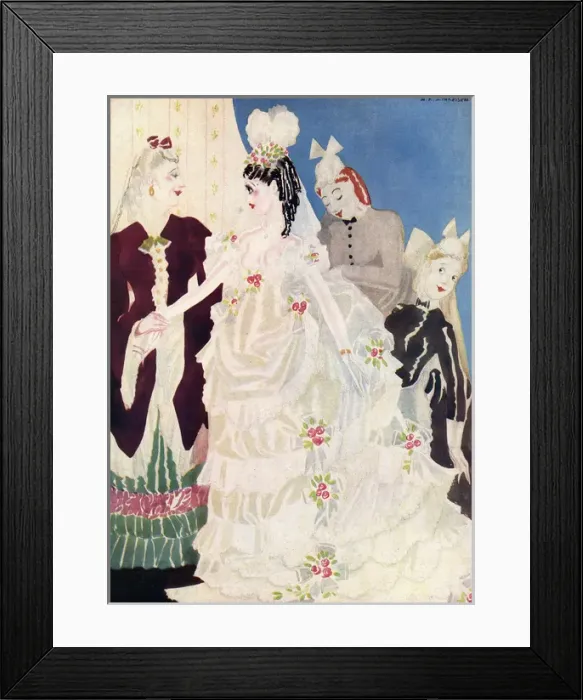 Framed Print : A debutante gets ready for court presentation, 1880s