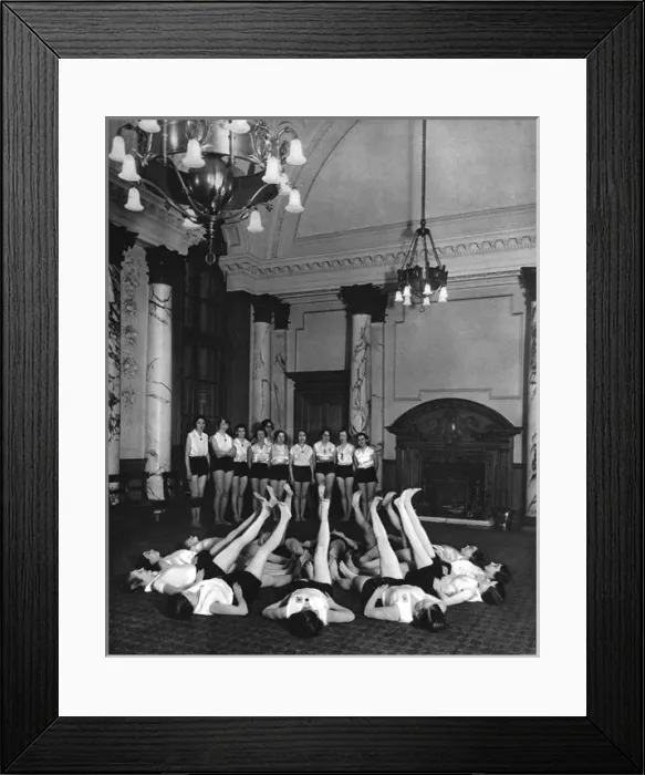 Framed Print : Exercise class at Ministry of Health, 1938