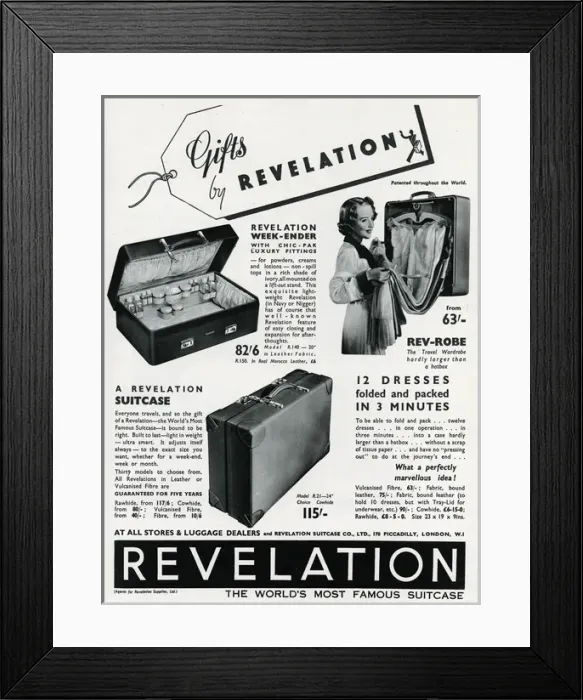 Framed Print : Advert for Revelation travel wardrobe 1937 Framed Print : Advert for Revelation travel wardrobe 1937