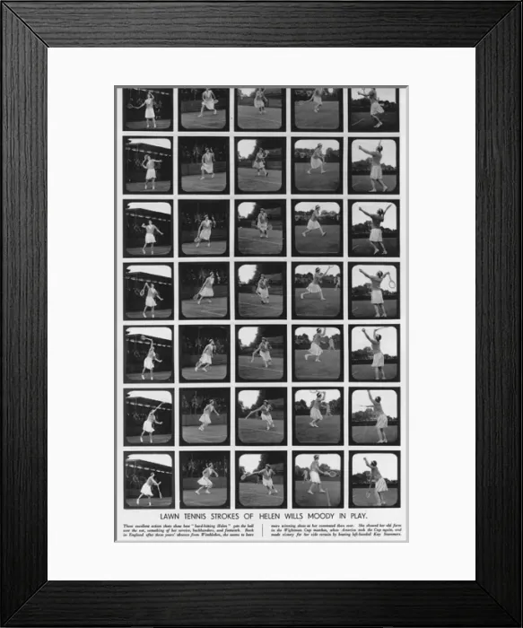 Framed Print : Miss Helen Wills Moody in action Framed Print : Miss Helen Wills Moody in action