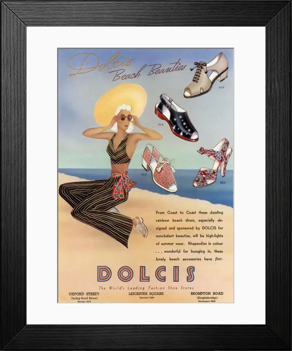 Framed Print : Dolcis shoes advertisement, 1938