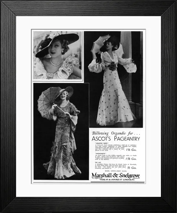Framed Print : Fashions for Ascot from Marshall & Snelgrove Framed Print : Fashions for Ascot from Marshall & Snelgrove