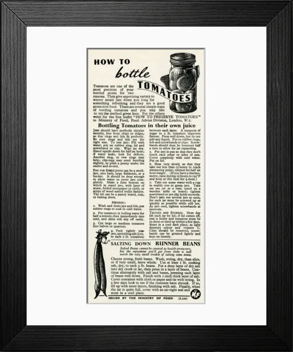 Framed Print : Advert for the Ministry of Food 1945