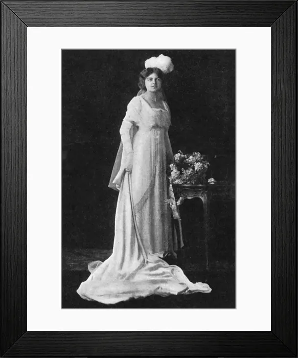 Framed Print : Miss Olwen Lloyd George in her court presentation gown Framed Print : Miss Olwen Lloyd George in her court presentation gown